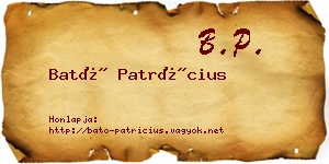 Bató Patrícius névjegykártya